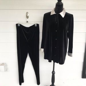 Black Velvet Maternity Pants Suit